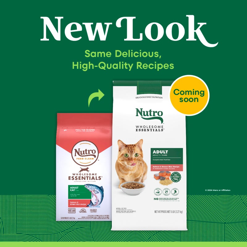 Nutro Wholesome Essentials Adult Dry Cat Food, Salmon & Brown Rice Recipe, 5 lb. Bag - Image 2